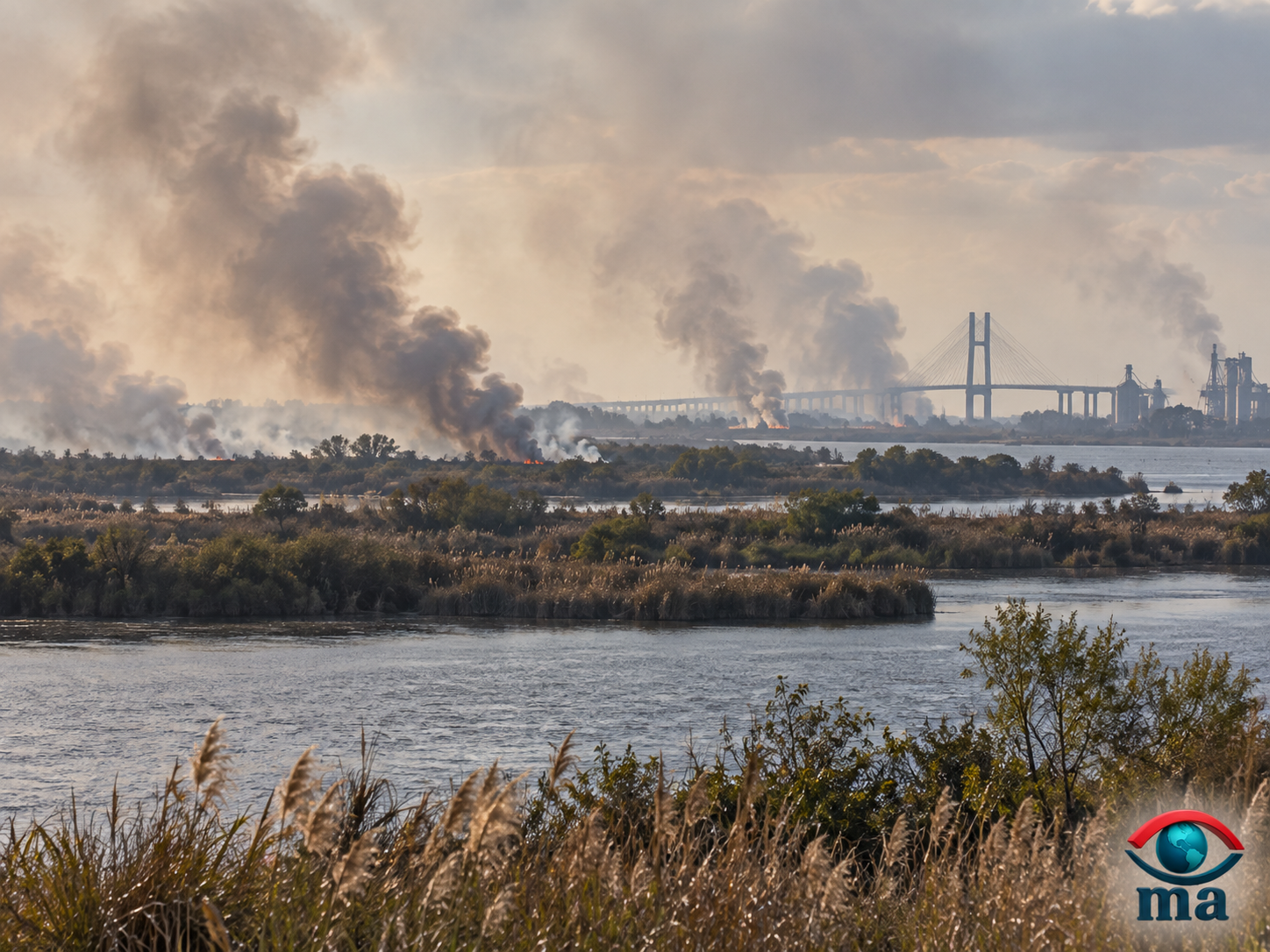 Imagen ilustrativa de incendios en los humedales del Delta del Paraná en la zona de Zárate