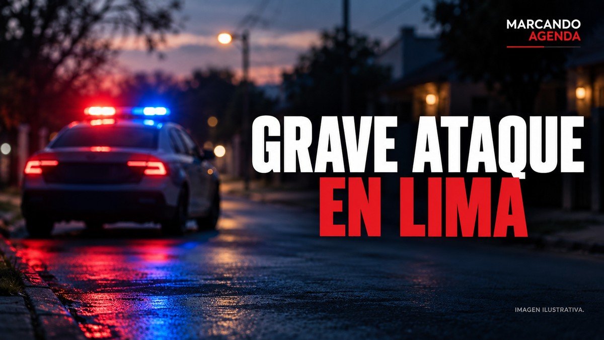 Móvil policial genérico en una calle al anochecer. Imagen ilustrativa para una noticia de Lima.